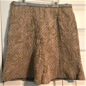 TRUE MEANING Size 6 Fit N Flare Polka Dot Skirt Tan Lined Floral Burnout Mini